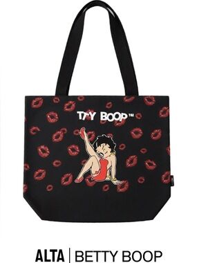 Betty Boop Black Tote with Red Lips Design